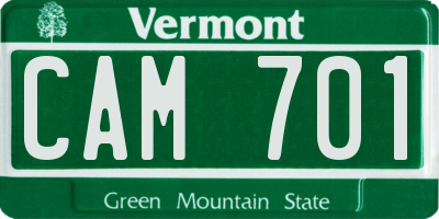 VT license plate CAM701