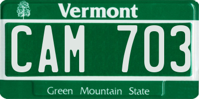 VT license plate CAM703