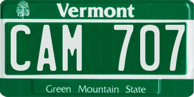 VT license plate CAM707