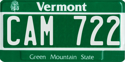 VT license plate CAM722