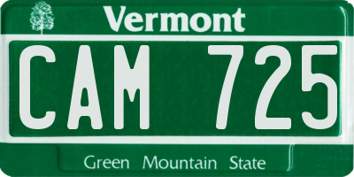 VT license plate CAM725
