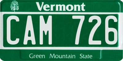 VT license plate CAM726