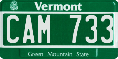 VT license plate CAM733