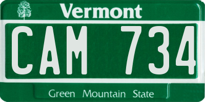 VT license plate CAM734