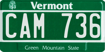 VT license plate CAM736