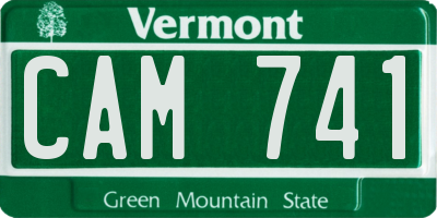 VT license plate CAM741