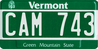 VT license plate CAM743