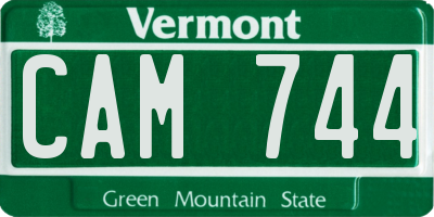 VT license plate CAM744