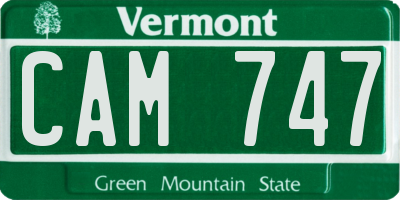 VT license plate CAM747