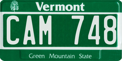 VT license plate CAM748