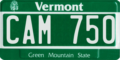 VT license plate CAM750