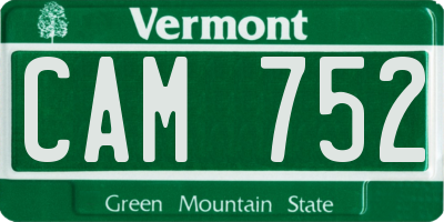 VT license plate CAM752