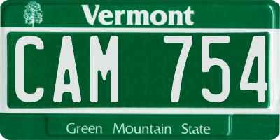 VT license plate CAM754