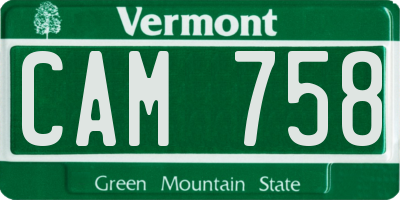 VT license plate CAM758
