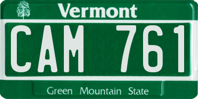 VT license plate CAM761