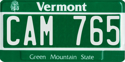 VT license plate CAM765