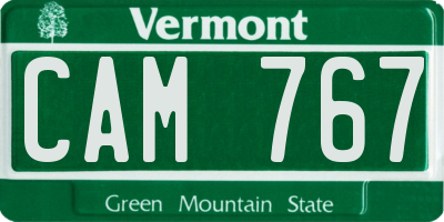 VT license plate CAM767