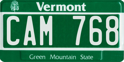 VT license plate CAM768