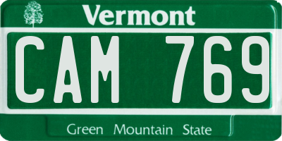 VT license plate CAM769