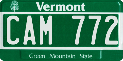 VT license plate CAM772