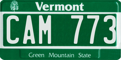 VT license plate CAM773