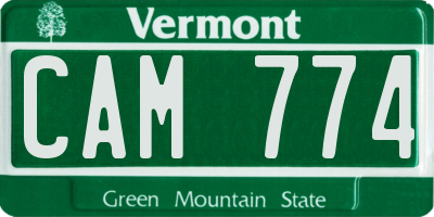 VT license plate CAM774