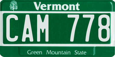VT license plate CAM778