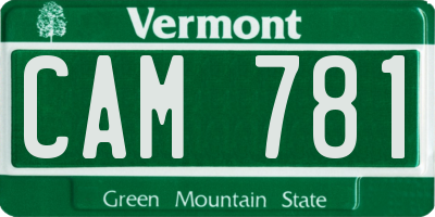VT license plate CAM781