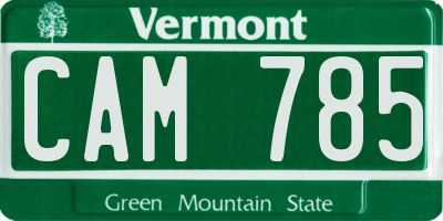 VT license plate CAM785