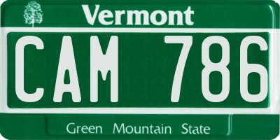 VT license plate CAM786