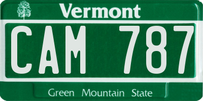VT license plate CAM787