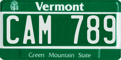 VT license plate CAM789