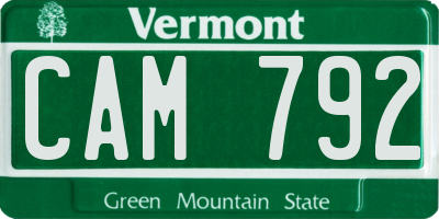 VT license plate CAM792