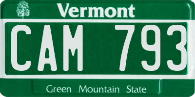 VT license plate CAM793