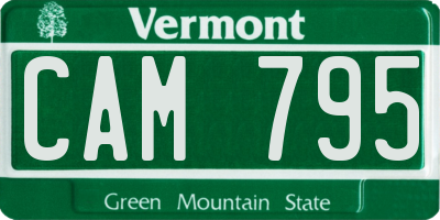 VT license plate CAM795