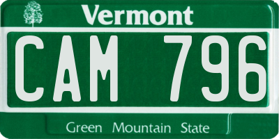 VT license plate CAM796