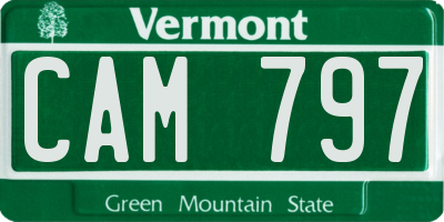 VT license plate CAM797