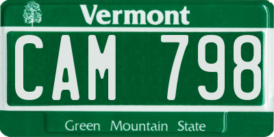 VT license plate CAM798