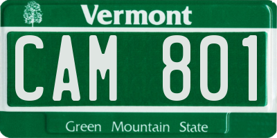 VT license plate CAM801