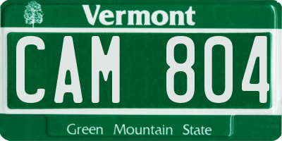 VT license plate CAM804
