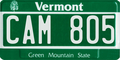 VT license plate CAM805