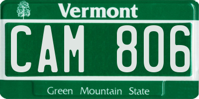 VT license plate CAM806