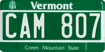VT license plate CAM807
