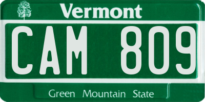 VT license plate CAM809