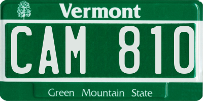 VT license plate CAM810