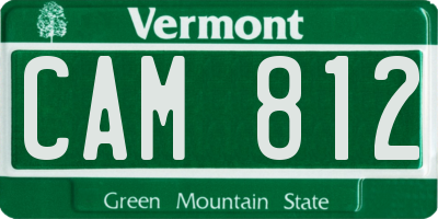 VT license plate CAM812