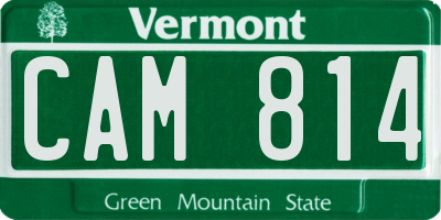 VT license plate CAM814