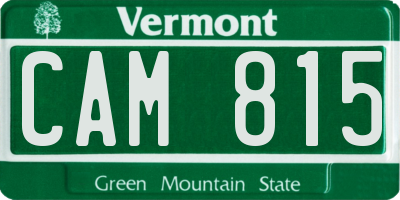 VT license plate CAM815