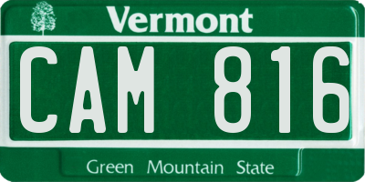 VT license plate CAM816