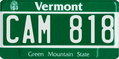 VT license plate CAM818
